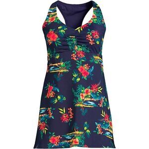 Land’s End Plus Standard Reversible swim top dresskini tropical border Various
